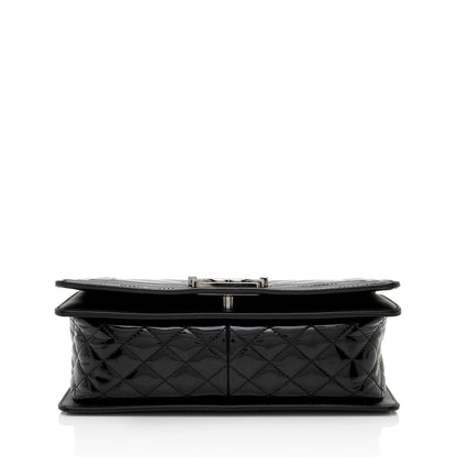 Chanel Chevron Patent Leather Old Medium Boy Bag