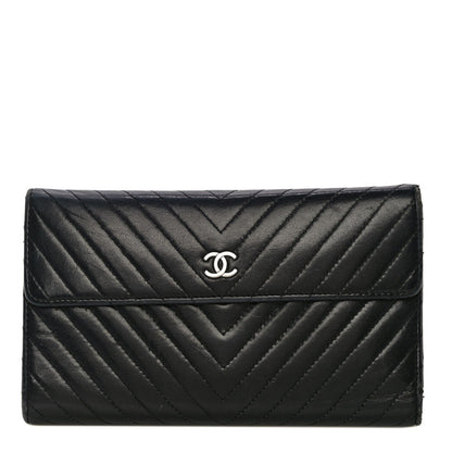 CHANEL Lambskin Chevron Quilted Wallet