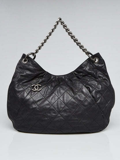 CHANEL COCO PLEATS QUILTED CALFSKIN LARGE HOBO BAG