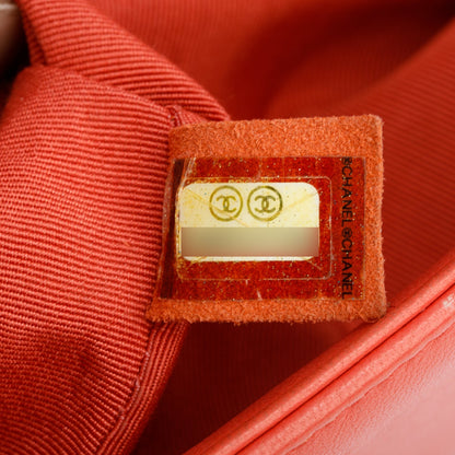 Chanel Coral Calfskin Leather Tweed Medium Boy Bag