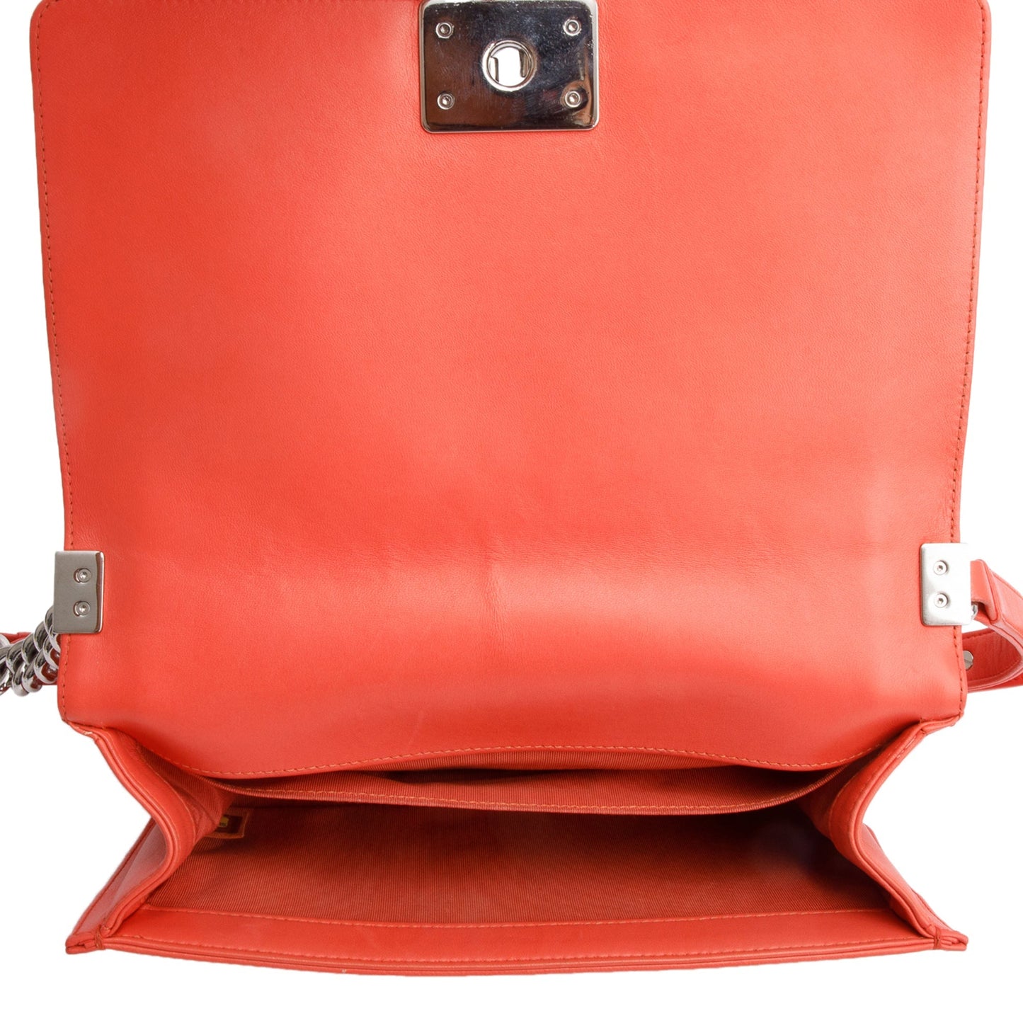 Chanel Coral Calfskin Leather Tweed Medium Boy Bag
