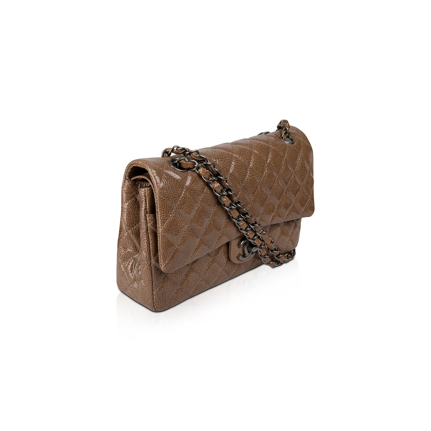 Chanel Crinkled Patent Leather Medium Classic Double Flap Bag