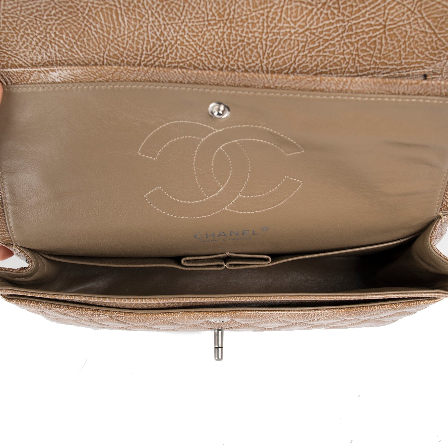 Chanel Crinkled Patent Leather Medium Classic Double Flap Bag