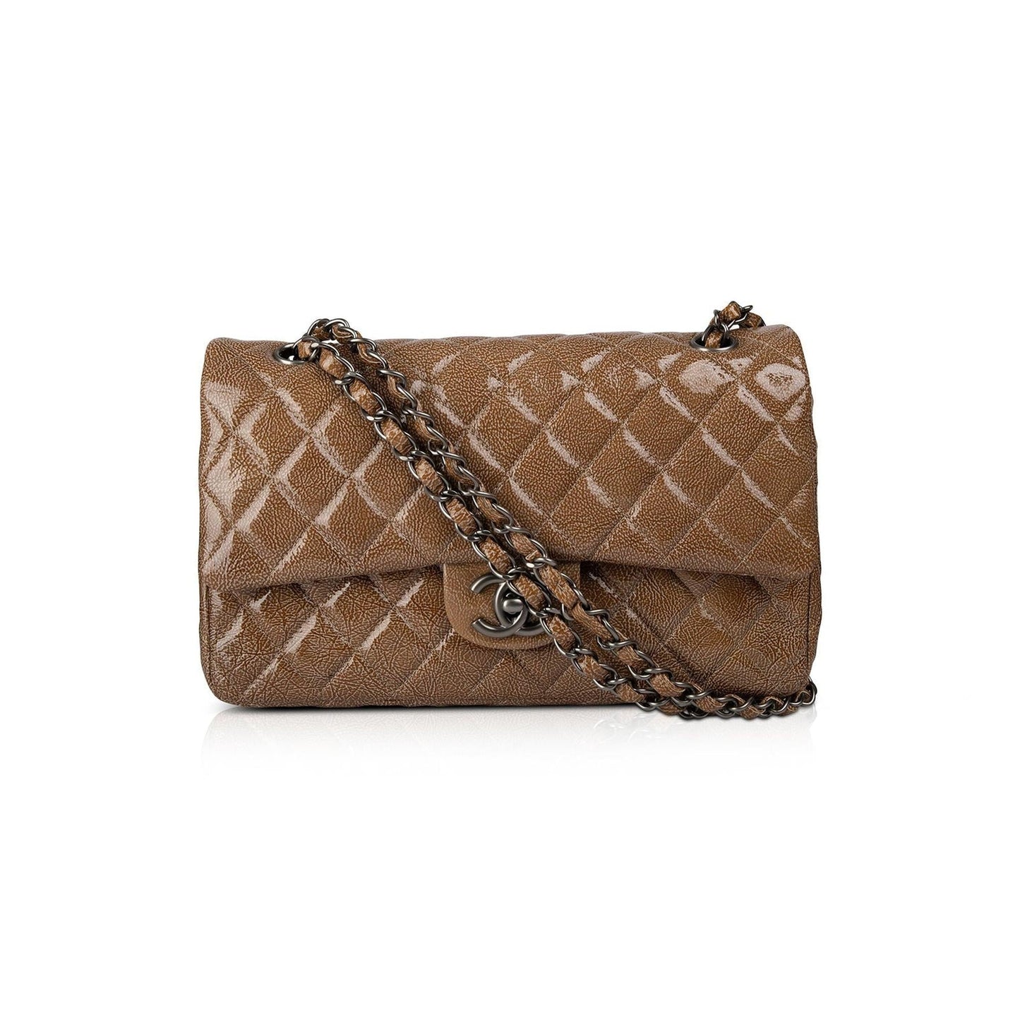 Chanel Crinkled Patent Leather Medium Classic Double Flap Bag