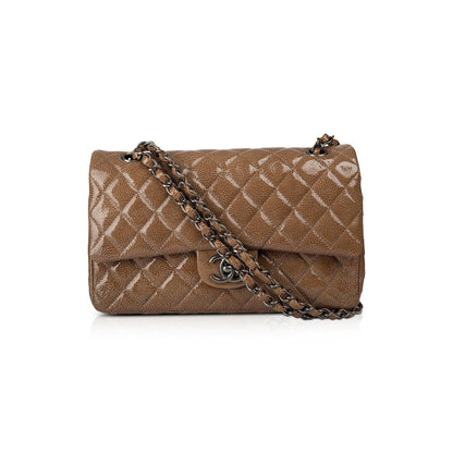 Chanel Crinkled Patent Leather Medium Classic Double Flap Bag