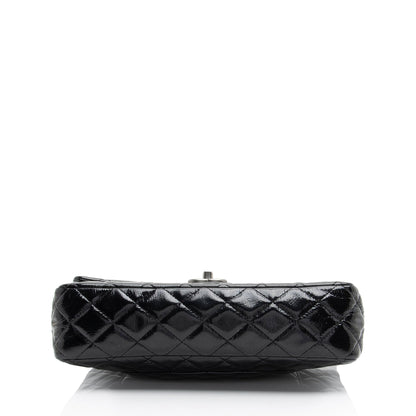 Chanel Crumpled Patent Leather Classic Medium Double Flap Bag