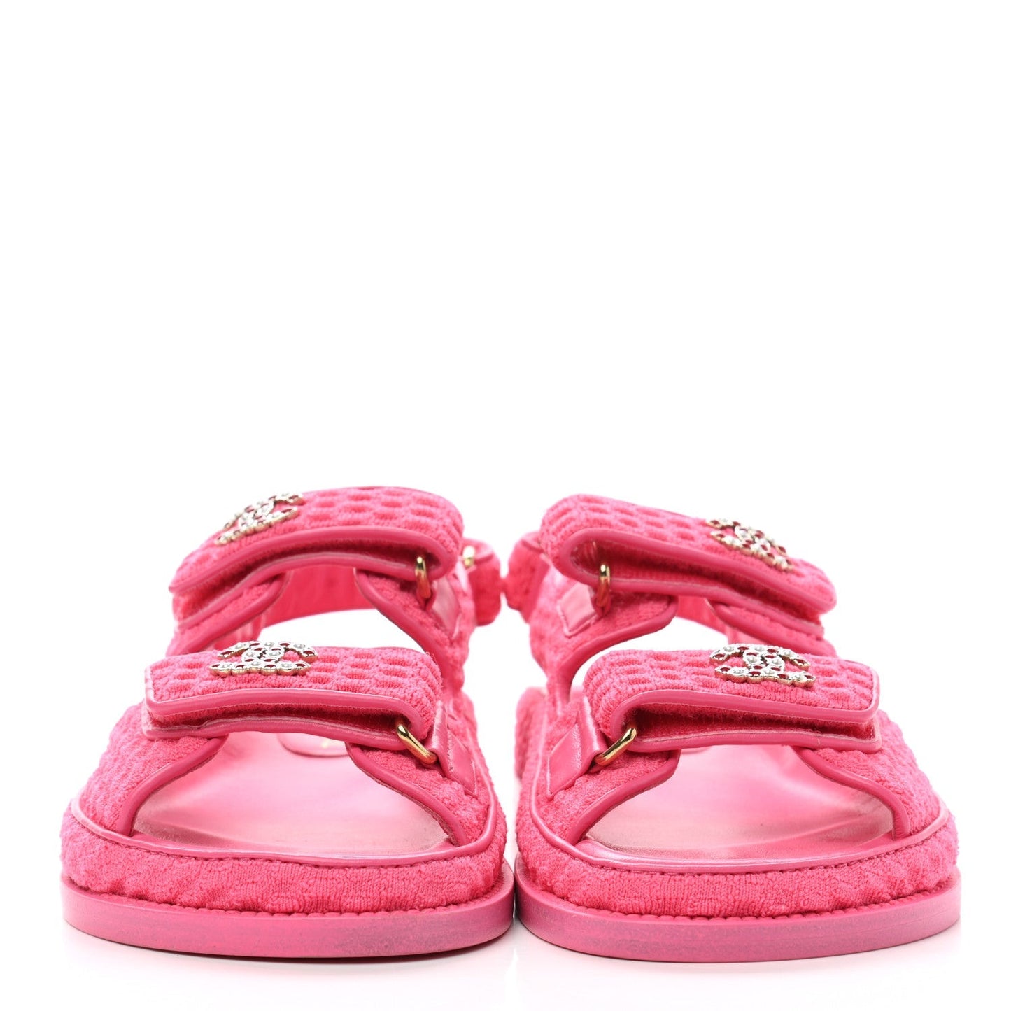 CHANEL KNIT FABRIC VELCRO DAD SANDLAS