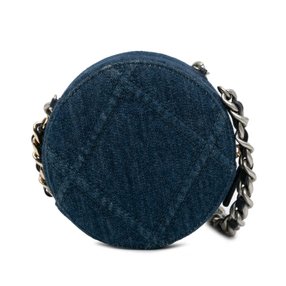 Chanel Denim 19 Round Clutch with Chain (SHG-A6jTXJ)