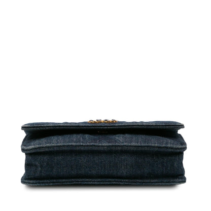 Chanel Denim Stitched 19 Flap Wallet On Chain