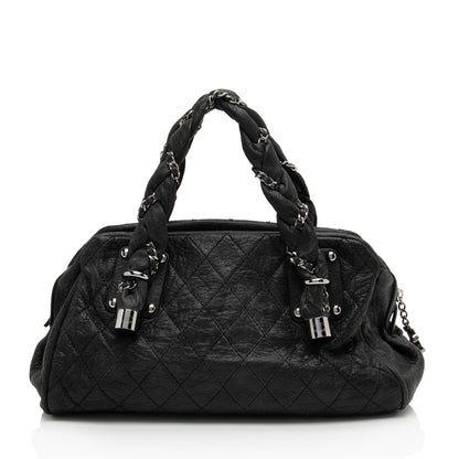 Chanel Distressed Lambskin Lady Braid Bowler Satchel (SHF-4rWbPz)