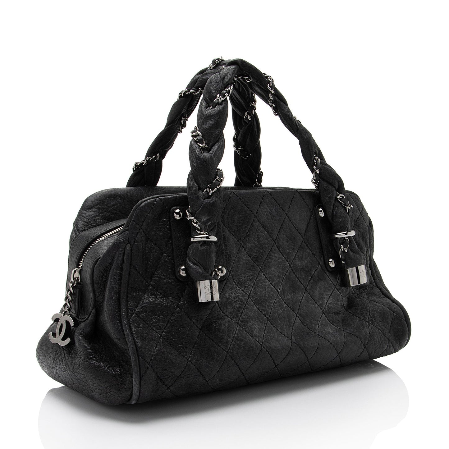 Chanel Distressed Lambskin Lady Braid Bowler Satchel (SHF-4rWbPz)