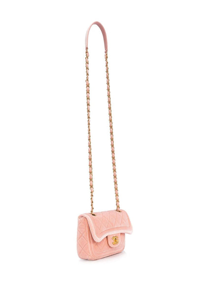 CHANEL QUILTED VELVET DOUBLE FRAME MINI FLAP BAG