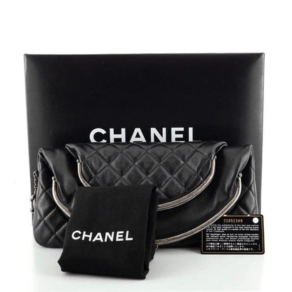 CHANEL DOUBLE KISSLOCK FOLD OVER QUILTED LEATHER MEDIUM CLUTCH