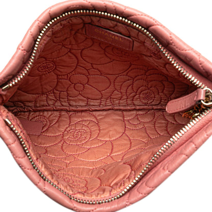 Chanel Embossed Lambskin Camellia Chain Pochette