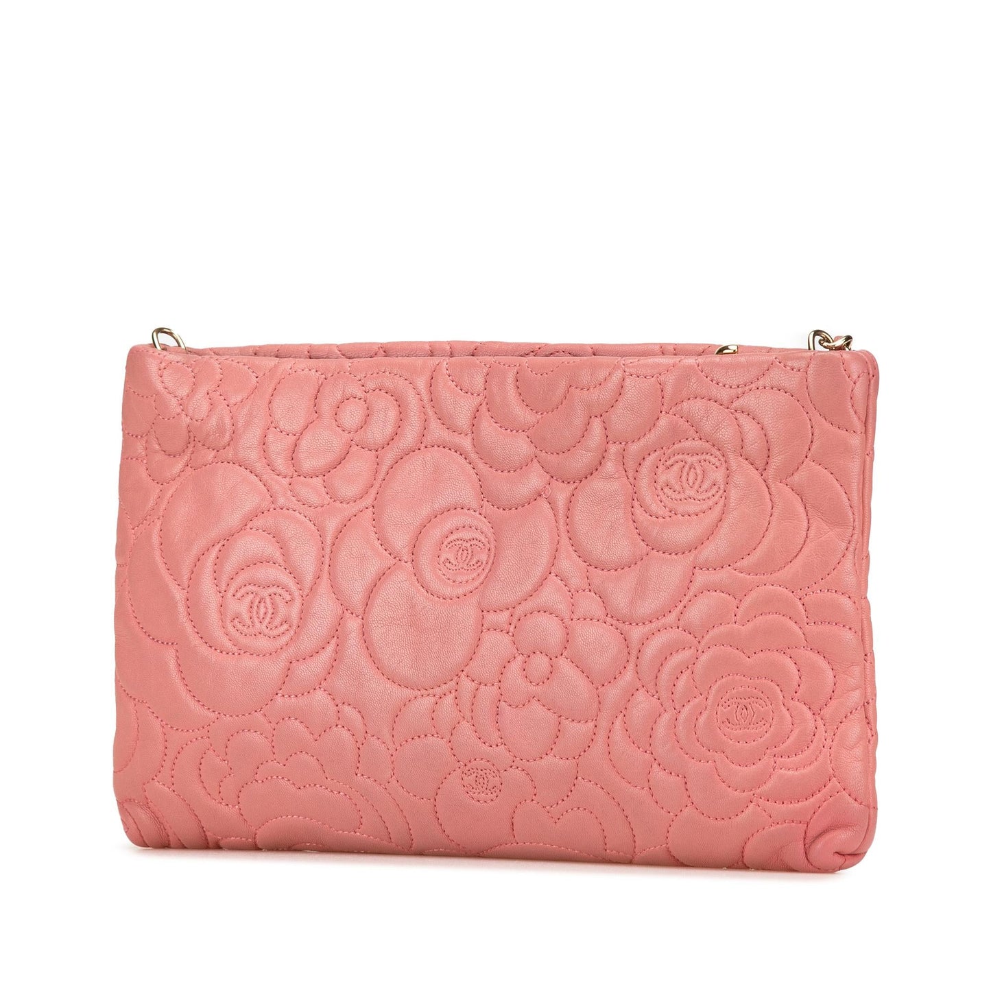 Chanel Embossed Lambskin Camellia Chain Pochette