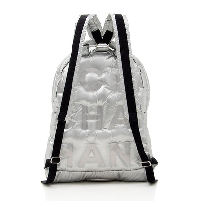 Chanel Embossed Nylon Logo Doudoune Large Backpack (SHF-17689)