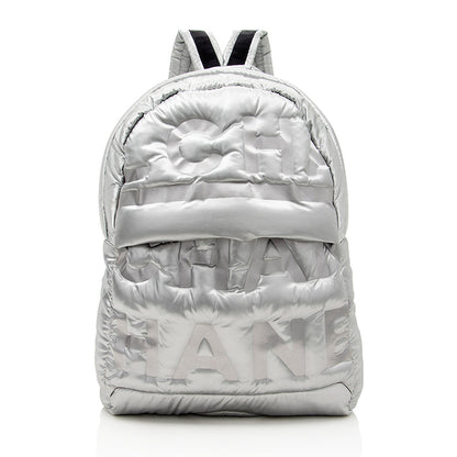 Chanel Embossed Nylon Logo Doudoune Large Backpack (SHF-17689)