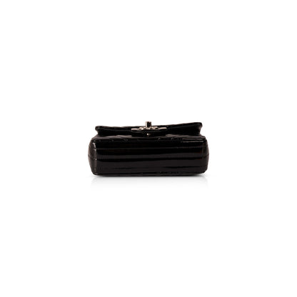 Chanel Extra Mini Black Chevron Patent Leather Classic Single Flap Bag