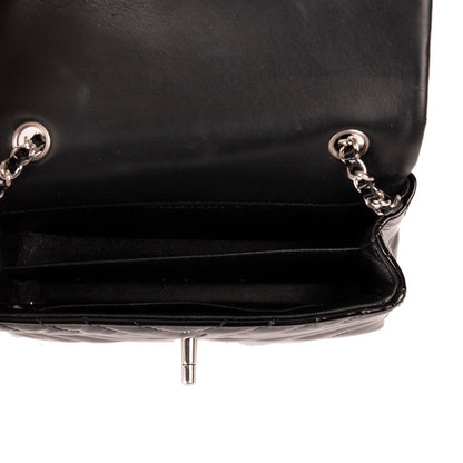 Chanel Extra Mini Black Chevron Patent Leather Classic Single Flap Bag
