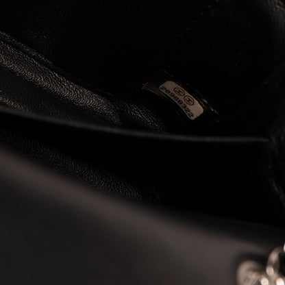 Chanel Extra Mini Black Chevron Patent Leather Classic Single Flap Bag