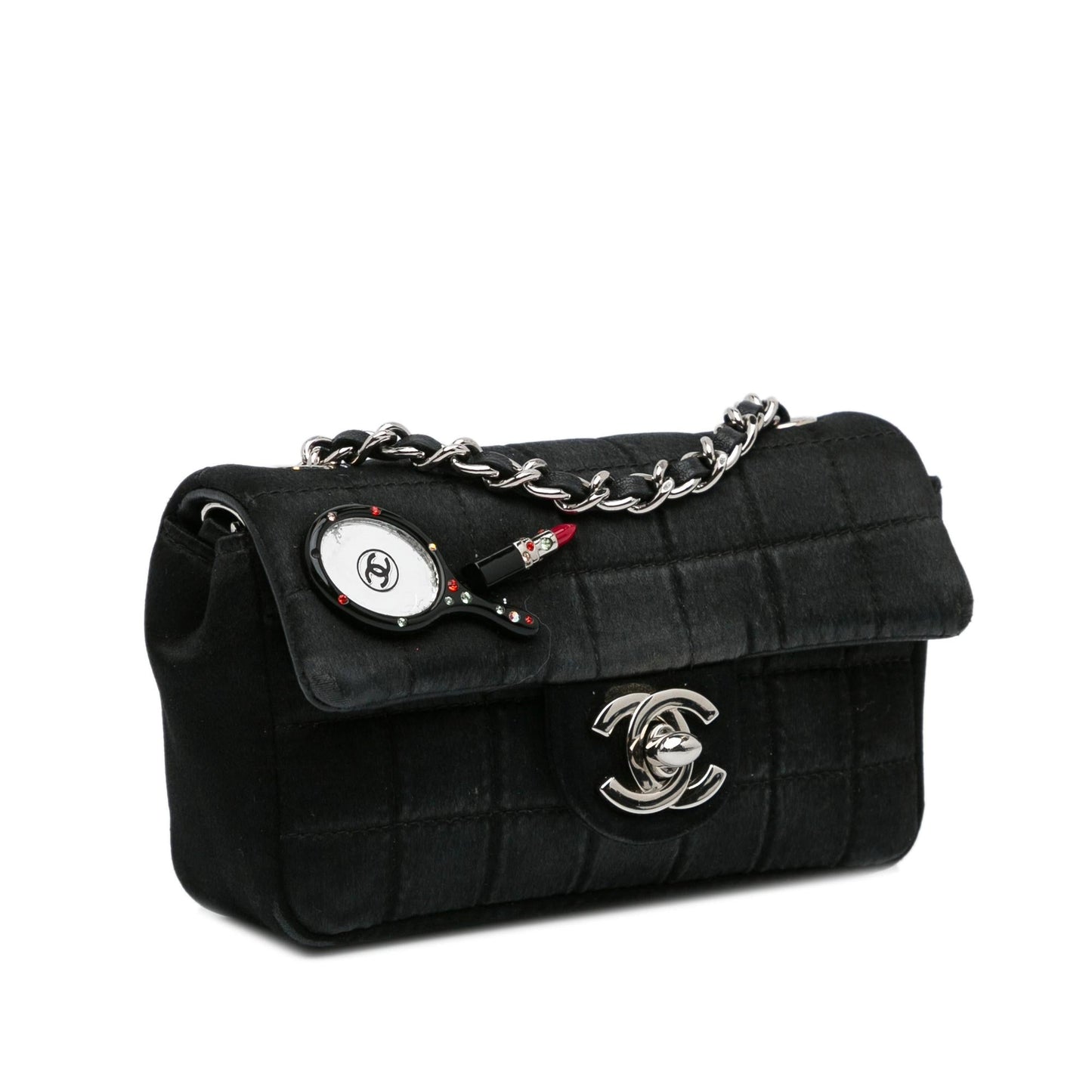 Chanel Extra Mini Satin Choco Bar Charms Flap Bag (SHG-KPSO4I)