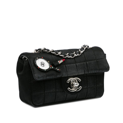 Chanel Extra Mini Satin Choco Bar Charms Flap Bag