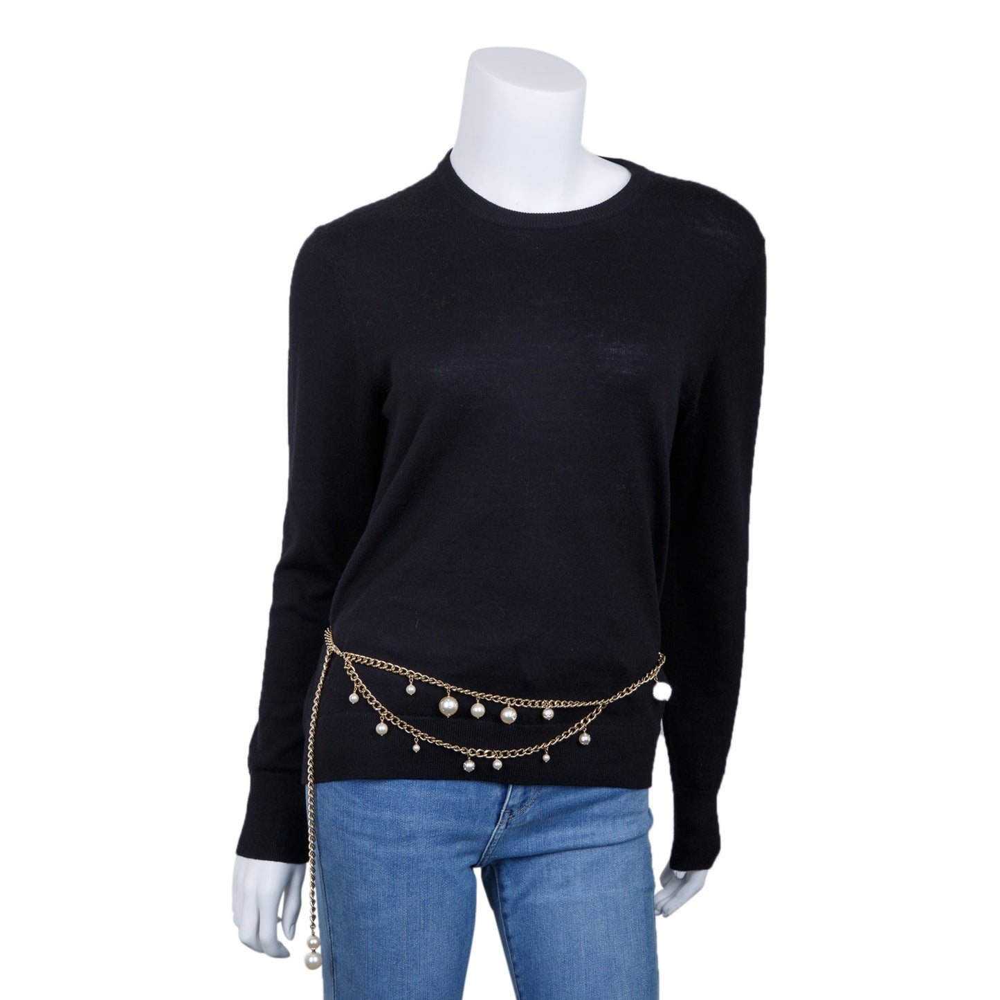 Chanel Faux Pearl & Strass Chain-Link Belt