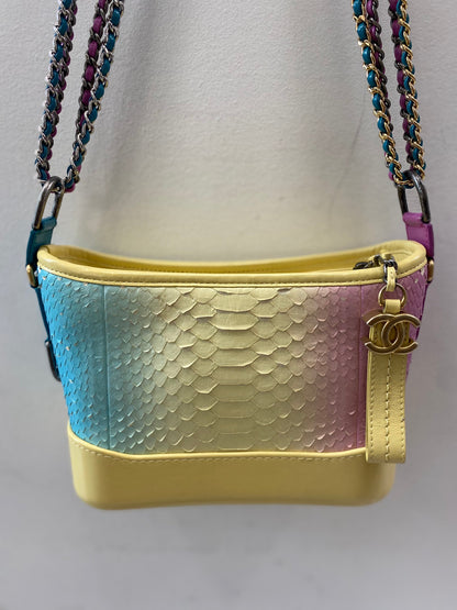 CHANEL CC PYTHON GABRIELLE HOBO BAG IN YELLOW MULTICOLOR