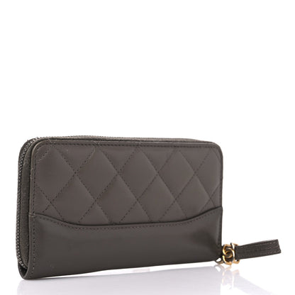 CHANEL QUILTED AGED CALFSKIN SMALL GABRIEL ZIPPY WALLET