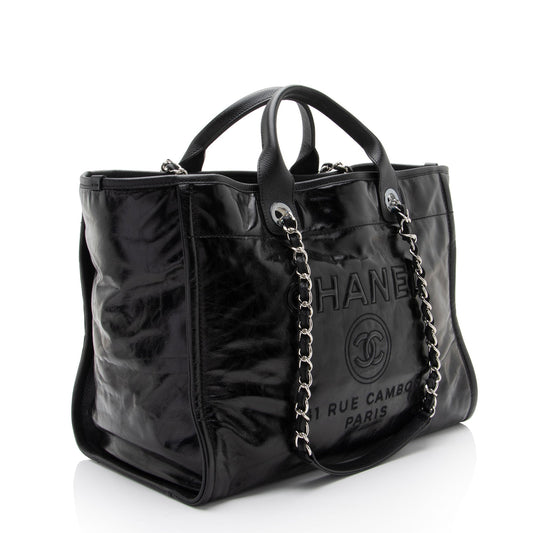 Chanel Glazed Calfskin Deauville Medium Tote (SHF-7Lzvto)