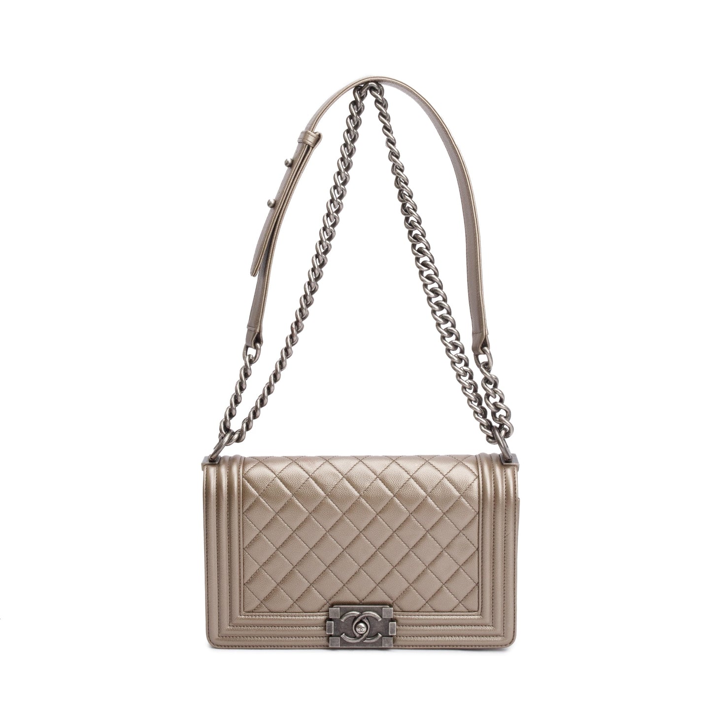 Chanel Gold Metallic Caviar Leather Medium Boy Bag