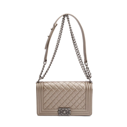 Chanel Gold Metallic Caviar Leather Medium Boy Bag
