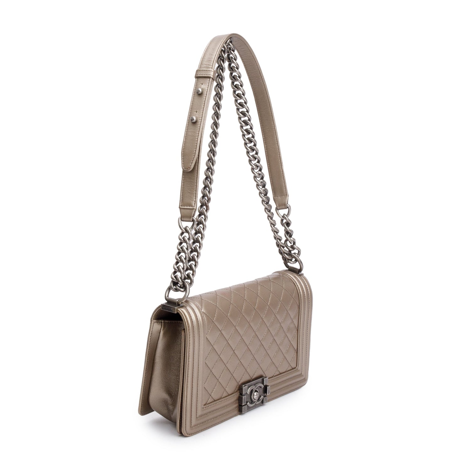 Chanel Gold Metallic Caviar Leather Medium Boy Bag