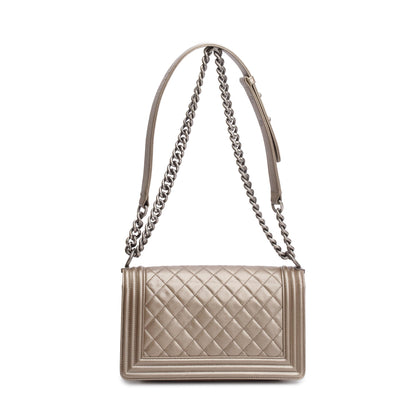 Chanel Gold Metallic Caviar Leather Medium Boy Bag
