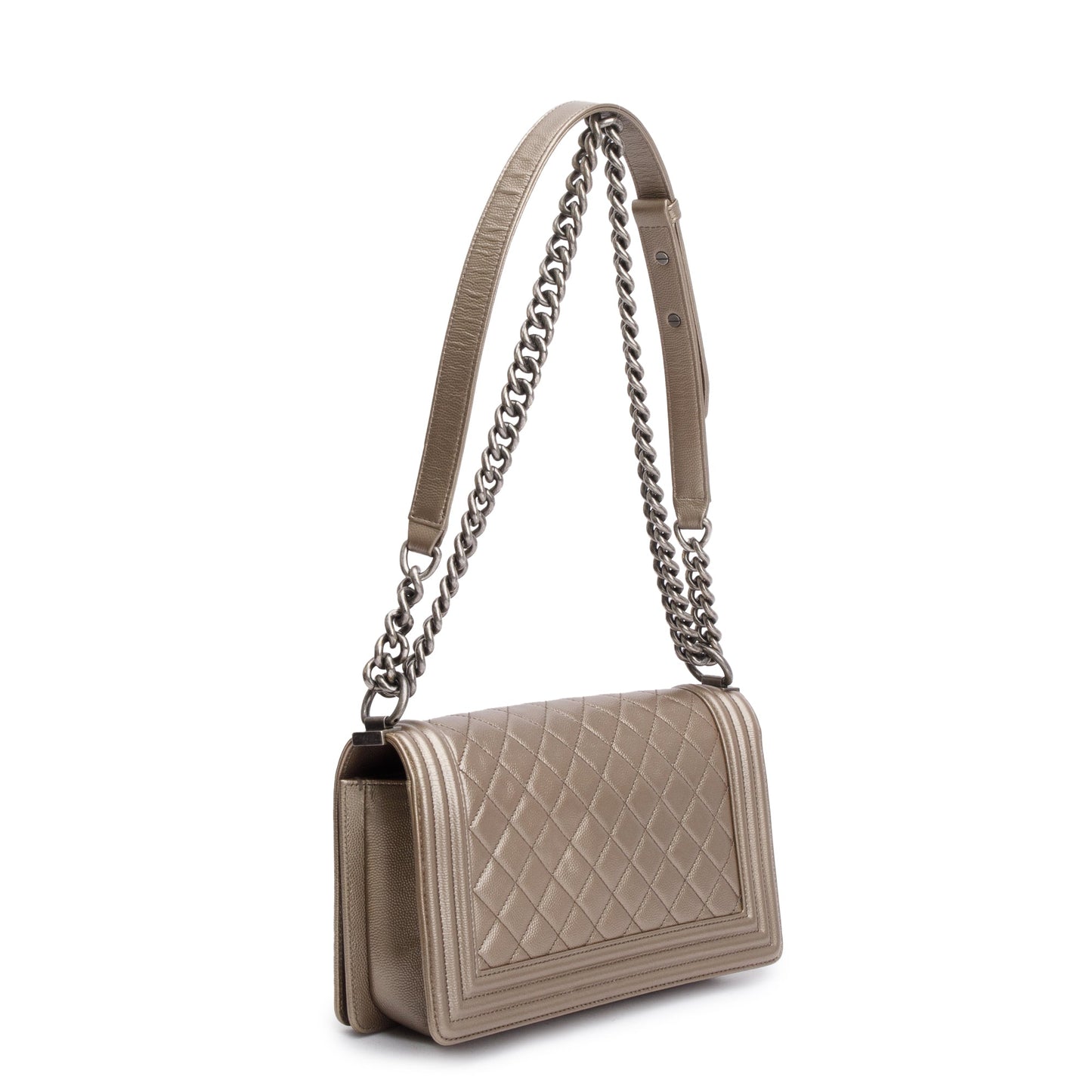 Chanel Gold Metallic Caviar Leather Medium Boy Bag
