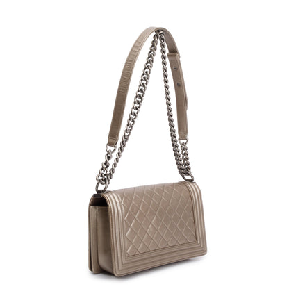 Chanel Gold Metallic Caviar Leather Medium Boy Bag