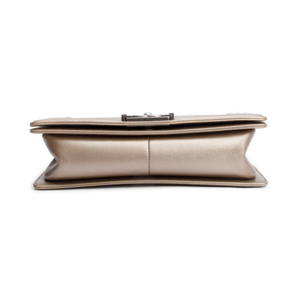 Chanel Gold Metallic Caviar Leather Medium Boy Bag