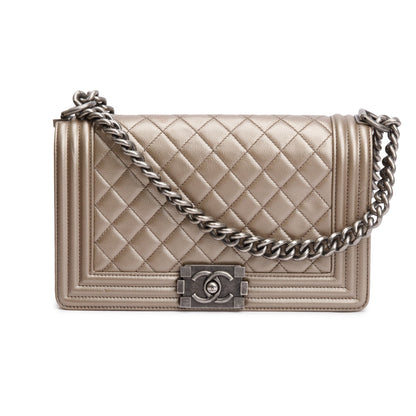Chanel Gold Metallic Caviar Leather Medium Boy Bag