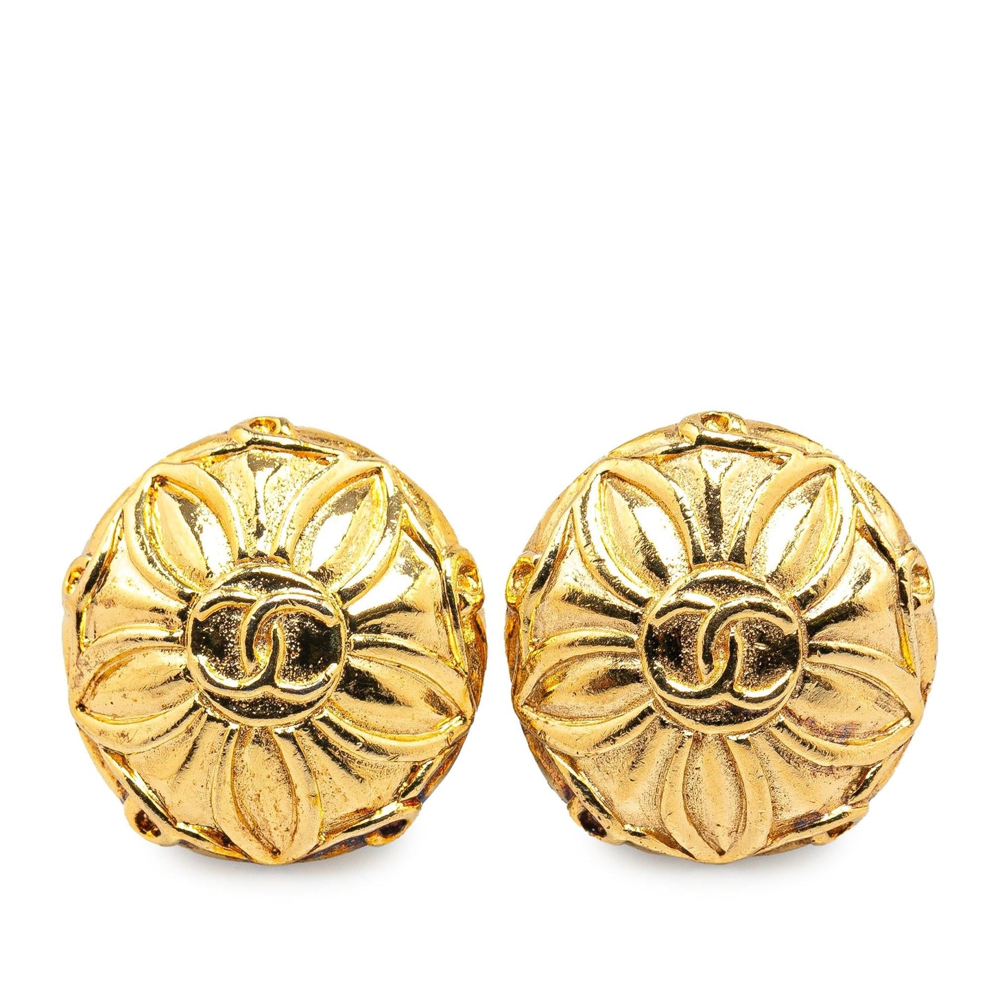 Chanel Gold Plated CC Clip On Earrings