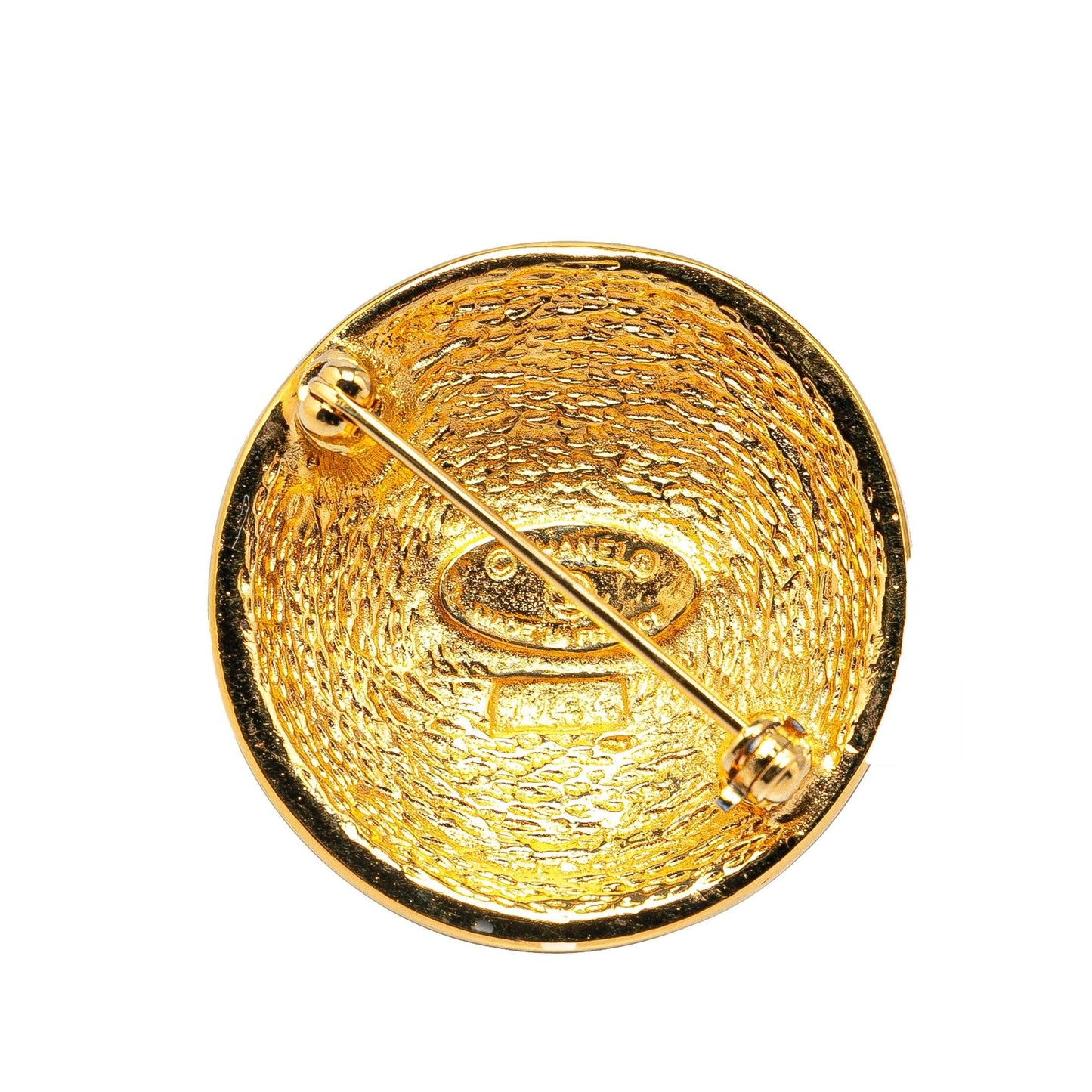 Chanel Gold Plated CC Quilted Brooch (SHG-YLtXGY)