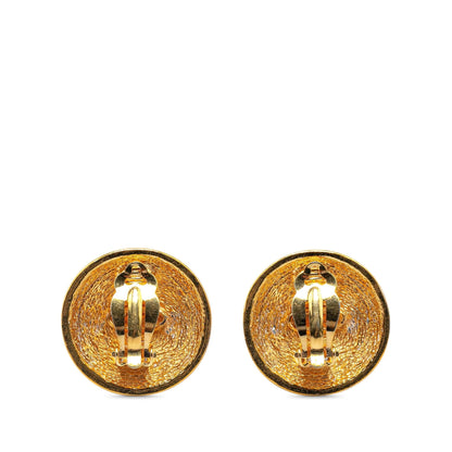 Chanel Gold Plated CC Quilted Clip On Earrings