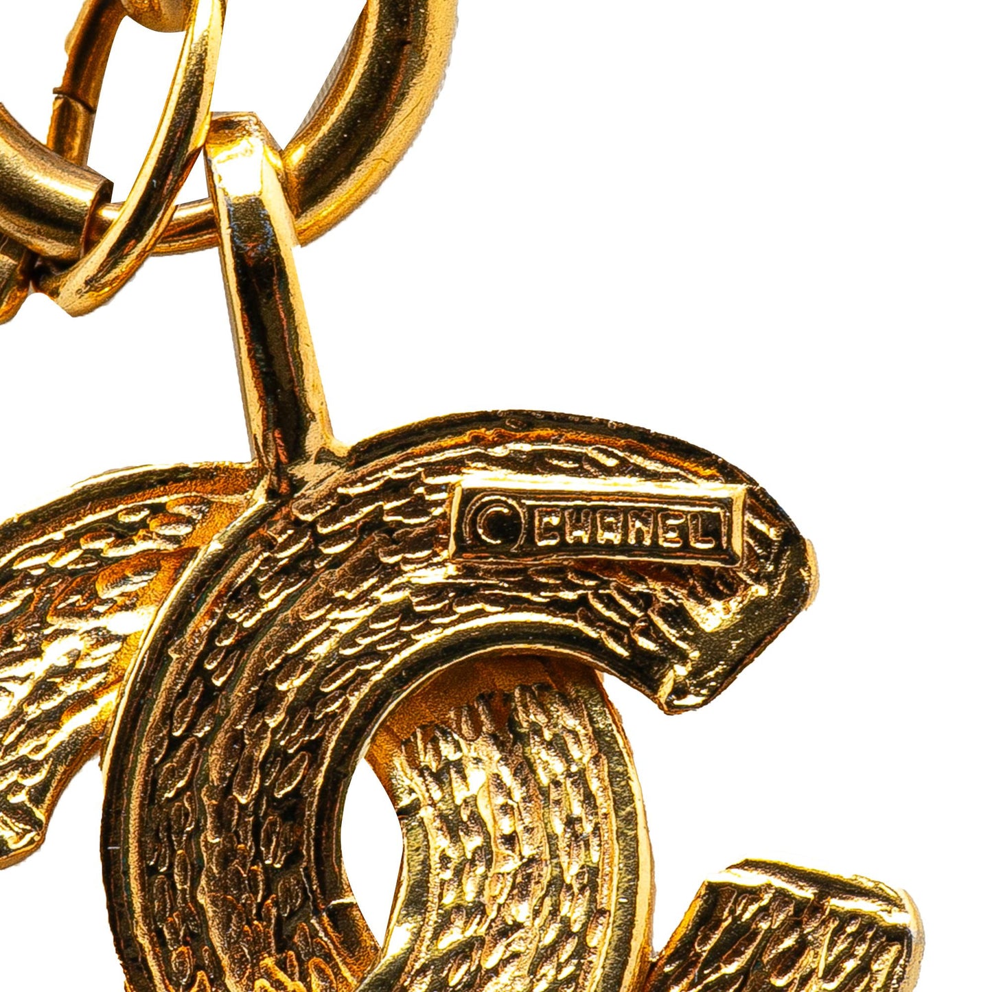 Chanel Gold Plated CC Quilted Pendant Necklace