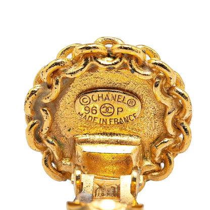 Chanel Gold Plated CC Round Clip On Earrings