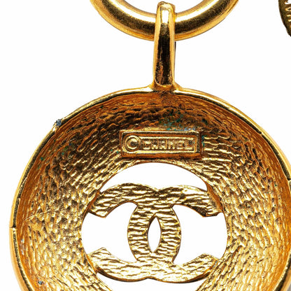 Chanel Gold Plated CC Round Pendant Necklace