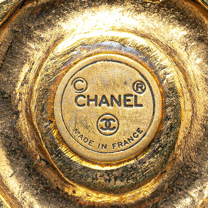 Chanel Gold Plated CC Round Pendant Necklace