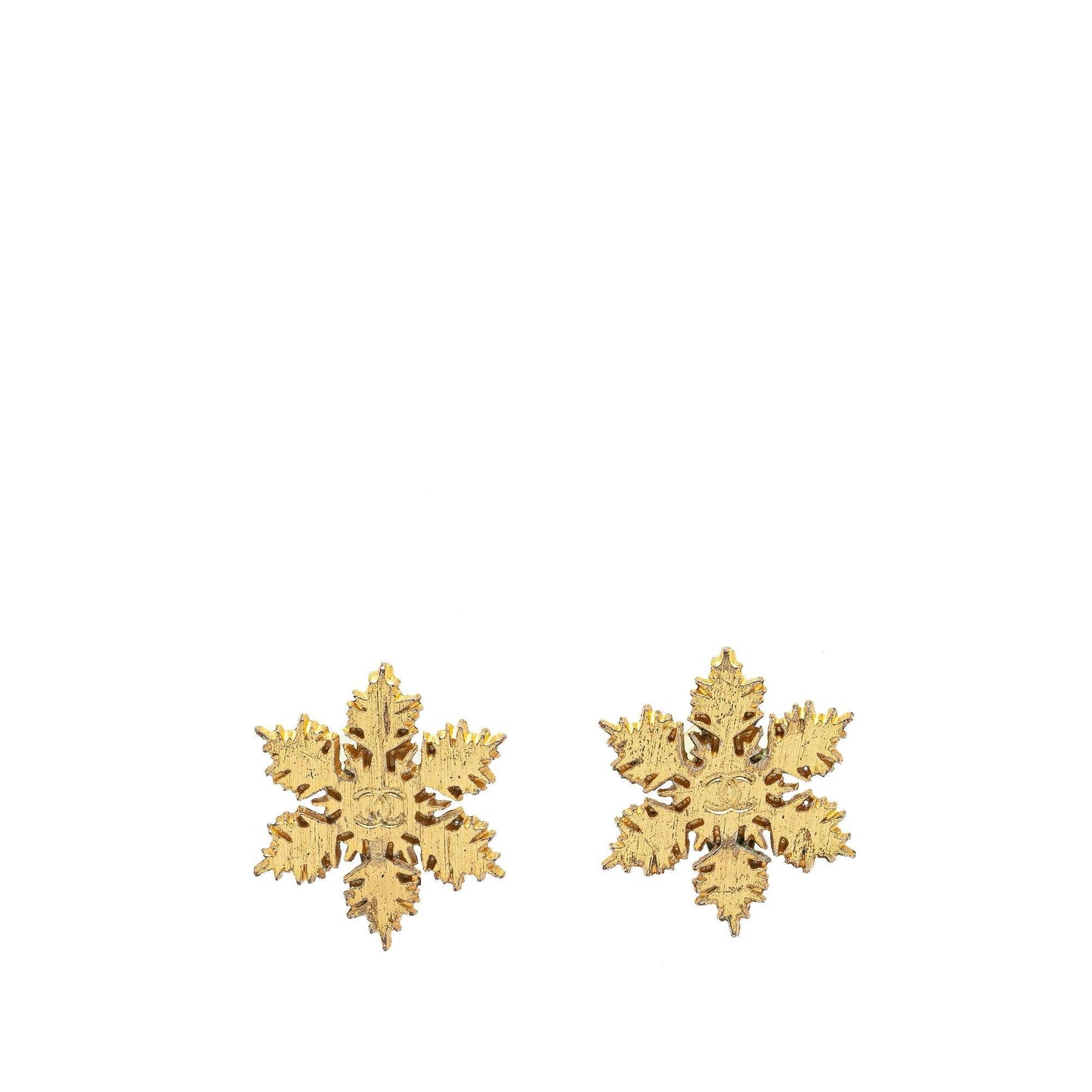 Chanel Gold Plated CC Snowflake Clip On Earrings