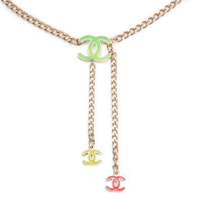 Chanel Gold Plated Enamel CC Logo Waist Belt