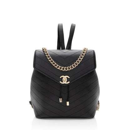 Chanel Chevron Grained Calfskin CC Backpack