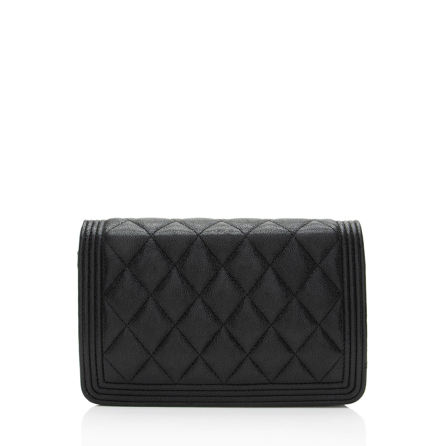 Chanel Grained Shiny Calfskin Boy Wallet on Chain