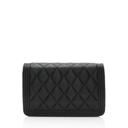 Chanel Grained Shiny Calfskin Boy Wallet on Chain